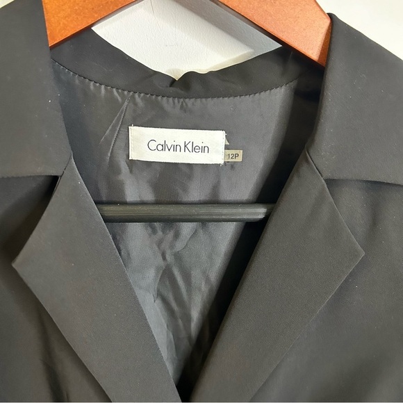 Calvin Klein | A-Line Dress | Collared & Cap Sleeve | Black | Size 12p - Picture 2 of 8